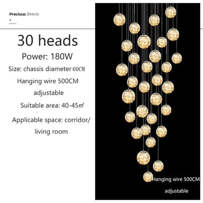 Modern Glass Bubble Staircase Pendant Chandelier - Decorbites