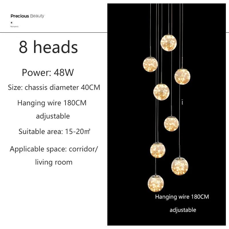 Modern Glass Bubble Staircase Pendant Chandelier - Decorbites
