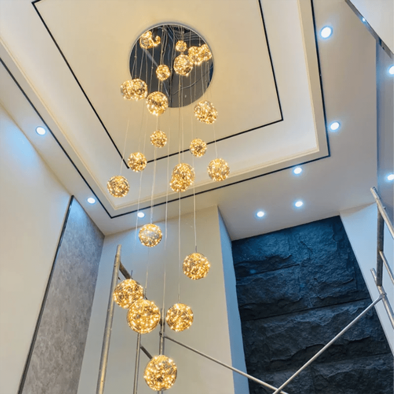 Modern Glass Bubble Staircase Pendant Chandelier - Decorbites