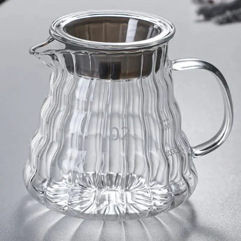 Modern decorbites glass coffee carafe with clear ribbed glass and stainless steel lid for pour over brewing