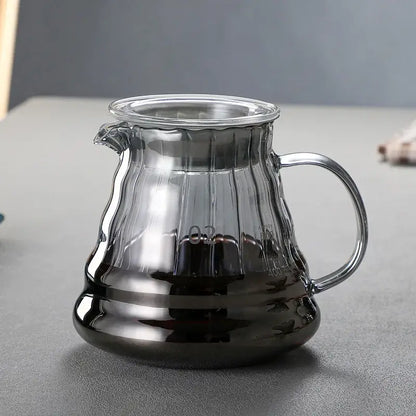 Clear glass coffee carafe with fluted body metallic handle and spout modern decorbites glass coffee server
