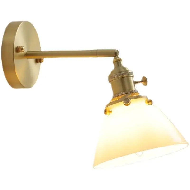 Brass-finished wall lights with warm frosted glass shade modern glass copper led wall lamp for bedroom reading