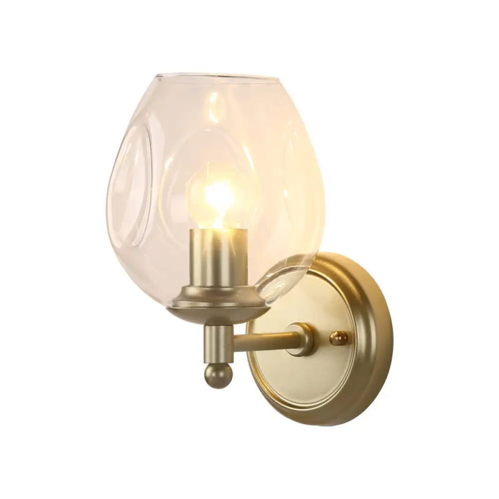 DecorBites™ DecorBites™ Modern Glass Cup Sconce with Dimpled Blown Glass, Wall Mounted Light Fixture in Gold
