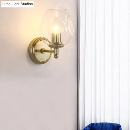 DecorBites™ DecorBites™ Modern Glass Cup Sconce with Dimpled Blown Glass, Wall Mounted Light Fixture in Gold