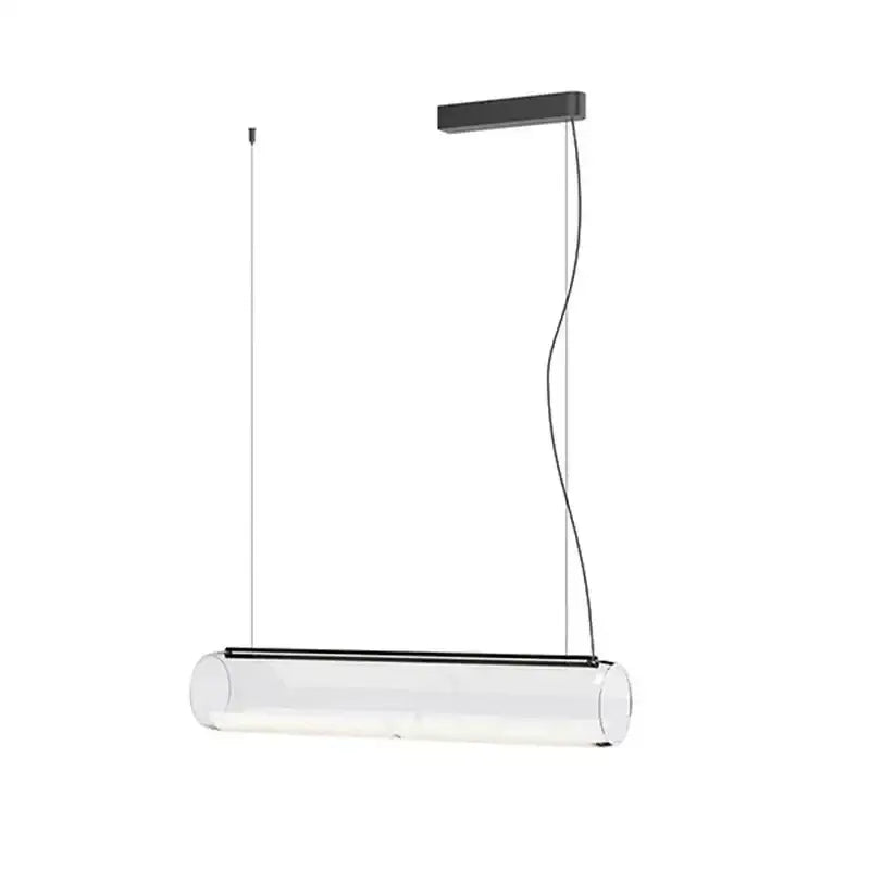 Modern glass cylinder chandelier with clear glass body and black metal frame for dining room decorbites glass cylinder