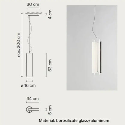 Modern glass cylinder chandelier with two frosted white and clear glass shades by decorbites glass for dining room decor
