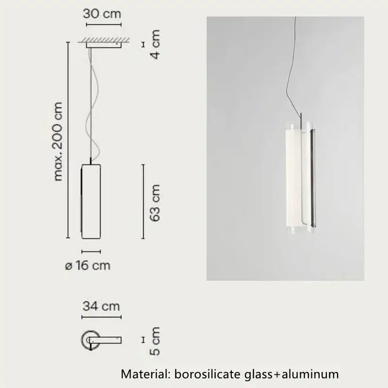 Modern glass cylinder chandelier with two frosted white and clear glass shades by decorbites glass for dining room decor