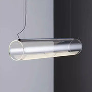 Modern glass cylinder chandelier dining room led pendant light with clear glass tube and metallic interior by decorbites glass cylinder