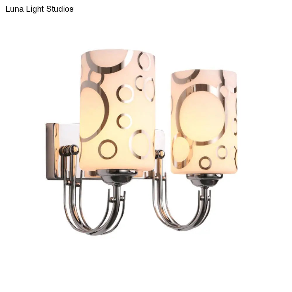 Modern Glass Cylinder Wall Sconce 1/2-Lights - Chrome Finish Bedside Lamp