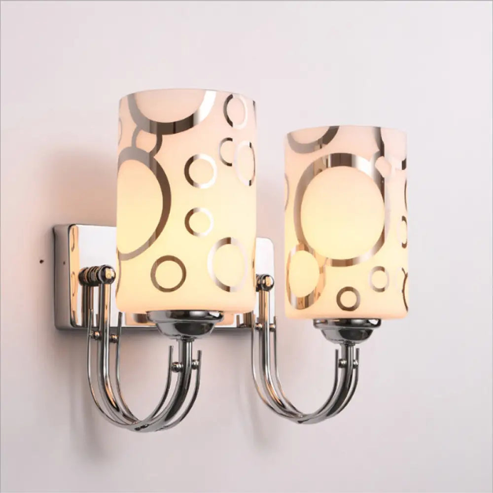 Modern Glass Cylinder Wall Sconce 1/2-Lights - Chrome Finish Bedside Lamp