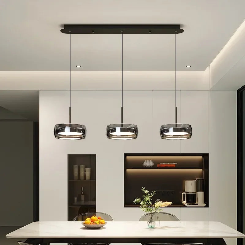Modern Glass Dining Table Pendant Light - Black 3 heads / 110V / 3-Color