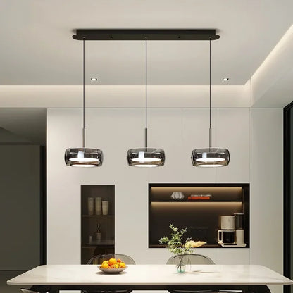 Modern Glass Dining Table Pendant Light - Black 3 heads / 110V / 3-Color