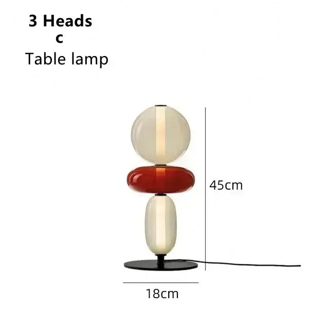 Modern glass floor lamp set of 3 featuring three stacked translucent glass orbs in cream and amber hues with led lighting