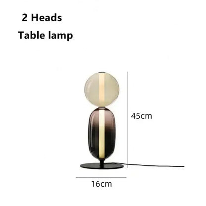 Modern glass floor lamp set of 3 with two-headed translucent design, vertical gold accents, and dark gradient base floor lamp led