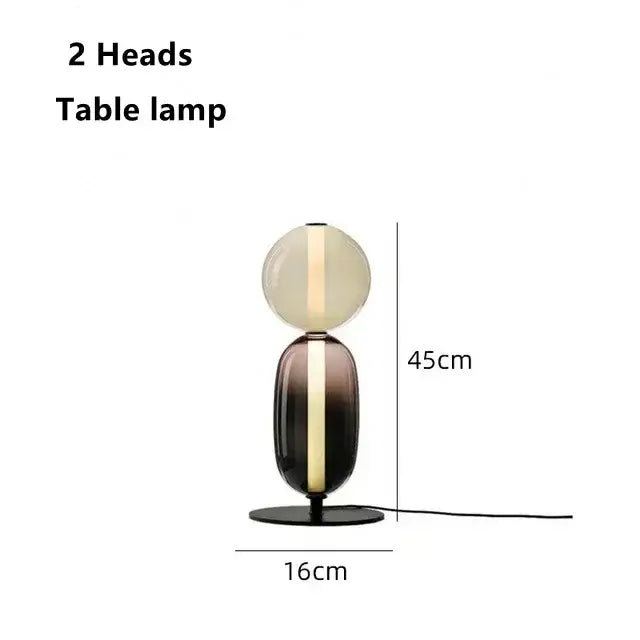 Modern glass floor lamp set of 3 with two-headed translucent design, vertical gold accents, and dark gradient base floor lamp led