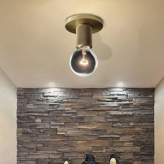 DecorBites™ DecorBites™ Modern Glass Flush Pendant Ceiling Light in Brass for Balcony - Globe, Cone, Cylinder, Trumpet Shapes