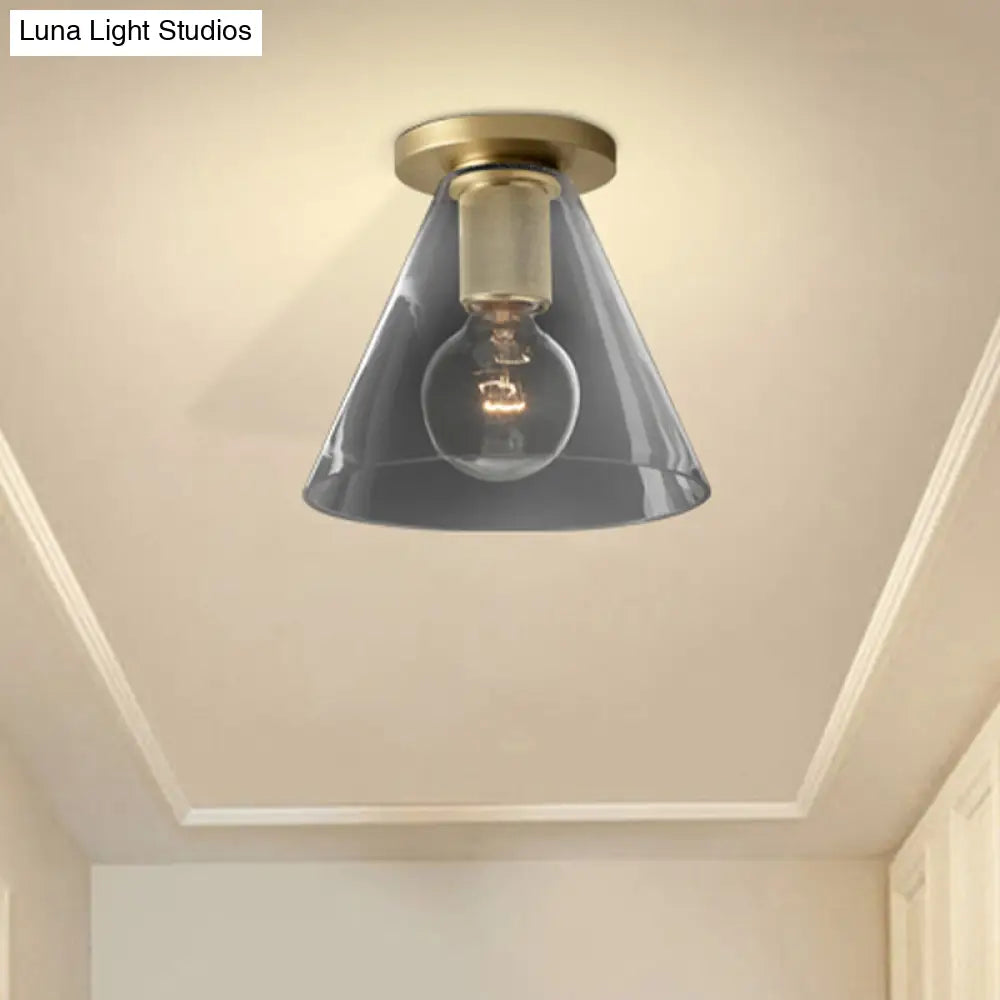 ديكوربايتس™ مصباح سقف معلق زجاجي حديث من ديكوربايتس™ مصنوع من النحاس للشرفة - أشكال كروية، مخروطية، أسطوانية، وبوقية