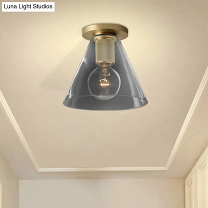 ديكوربايتس™ مصباح سقف معلق زجاجي حديث من ديكوربايتس™ مصنوع من النحاس للشرفة - أشكال كروية، مخروطية، أسطوانية، وبوقية