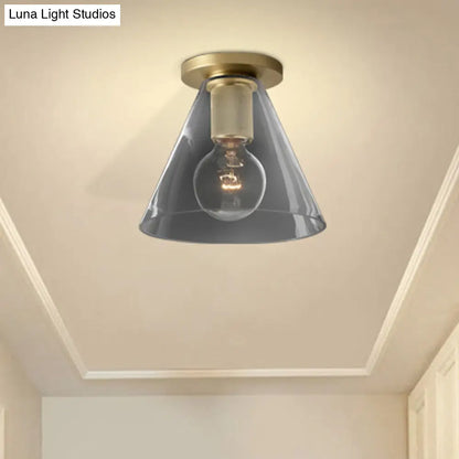 ديكوربايتس™ مصباح سقف معلق زجاجي حديث من ديكوربايتس™ مصنوع من النحاس للشرفة - أشكال كروية، مخروطية، أسطوانية، وبوقية