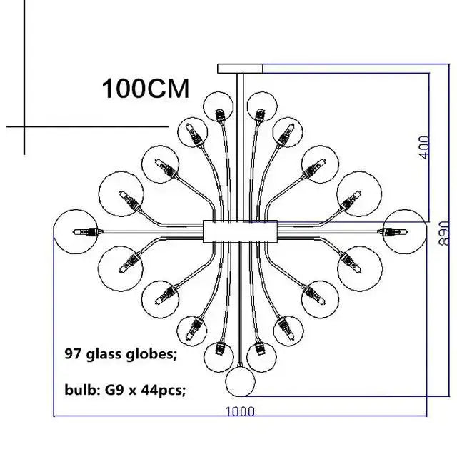 Modern glass globe led chandelier with 97 glass globes and g9 bulbs for living room decorbites glass globe design