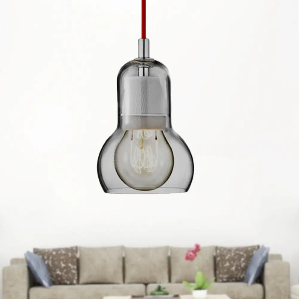 Modern Glass Gourd Pendant Light for Dining Room, 1-Light, 4"/7" Width, Clear/Amber/Grey