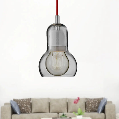 Modern Glass Gourd Pendant Light for Dining Room, 1-Light, 4"/7" Width, Clear/Amber/Grey