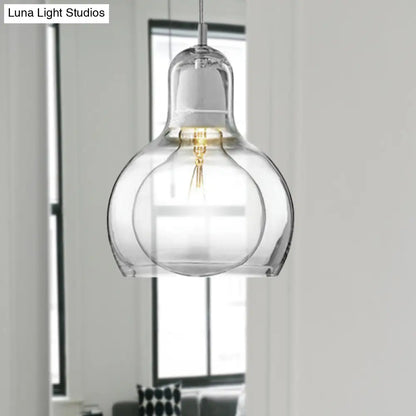 Modern Glass Gourd Pendant Light for Dining Room, 1-Light, 4"/7" Width, Clear/Amber/Grey