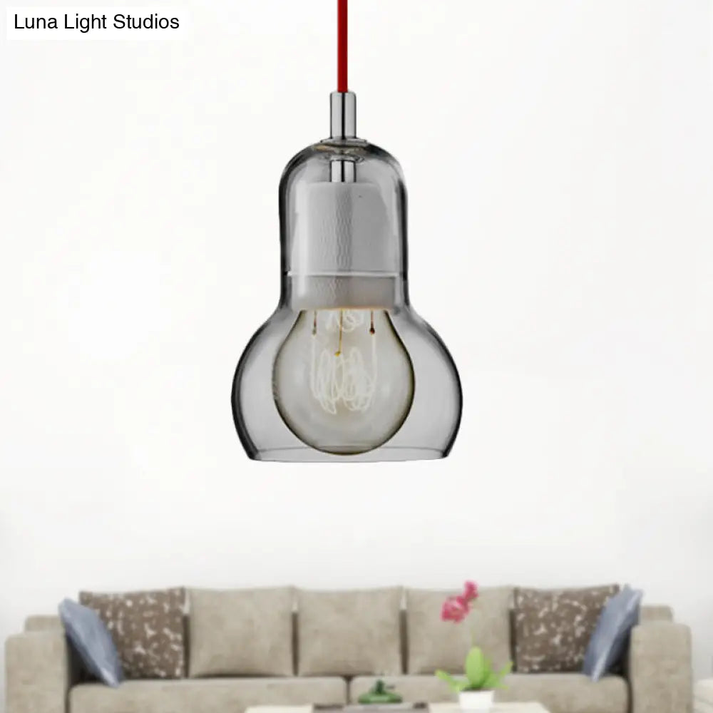 Modern Glass Gourd Pendant Light for Dining Room, 1-Light, 4"/7" Width, Clear/Amber/Grey