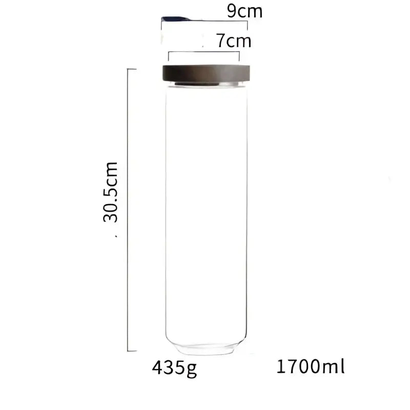 Clear glass water bottle with dark brown airtight lid by decorbites glass hermetic storage for kitchen use