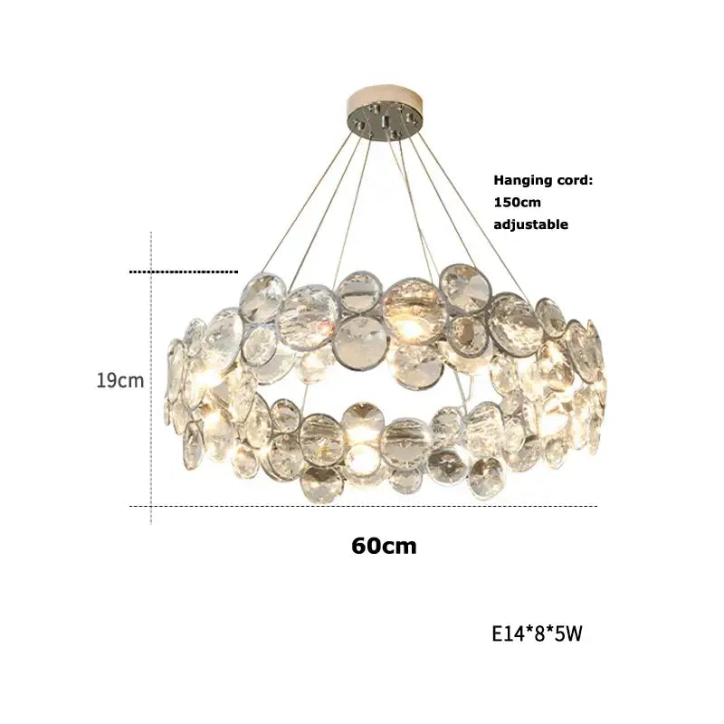 Modern glass orb crystal magic ring pendant light with clear glass discs and chrome ceiling mount for living room decorbites crystal magic