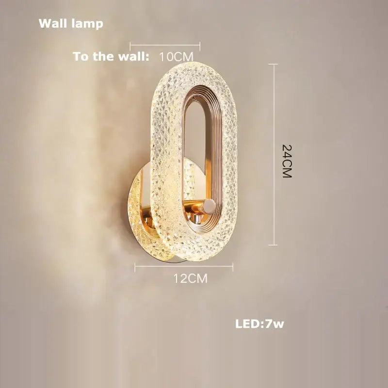 Modern oval-shaped pendant light with decorbites crystal magic textured glass and gold metal frame for living room decor