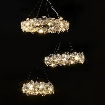 Modern glass orb crystal magic ring pendant light with three tiered clear glass orb chandeliers for living room decorbites crystal magic