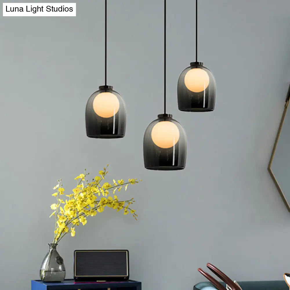 Modern Glass Pendant Lamp - Bell Style for Dining Room Table