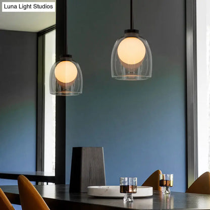 Modern Glass Pendant Lamp - Bell Style for Dining Room Table