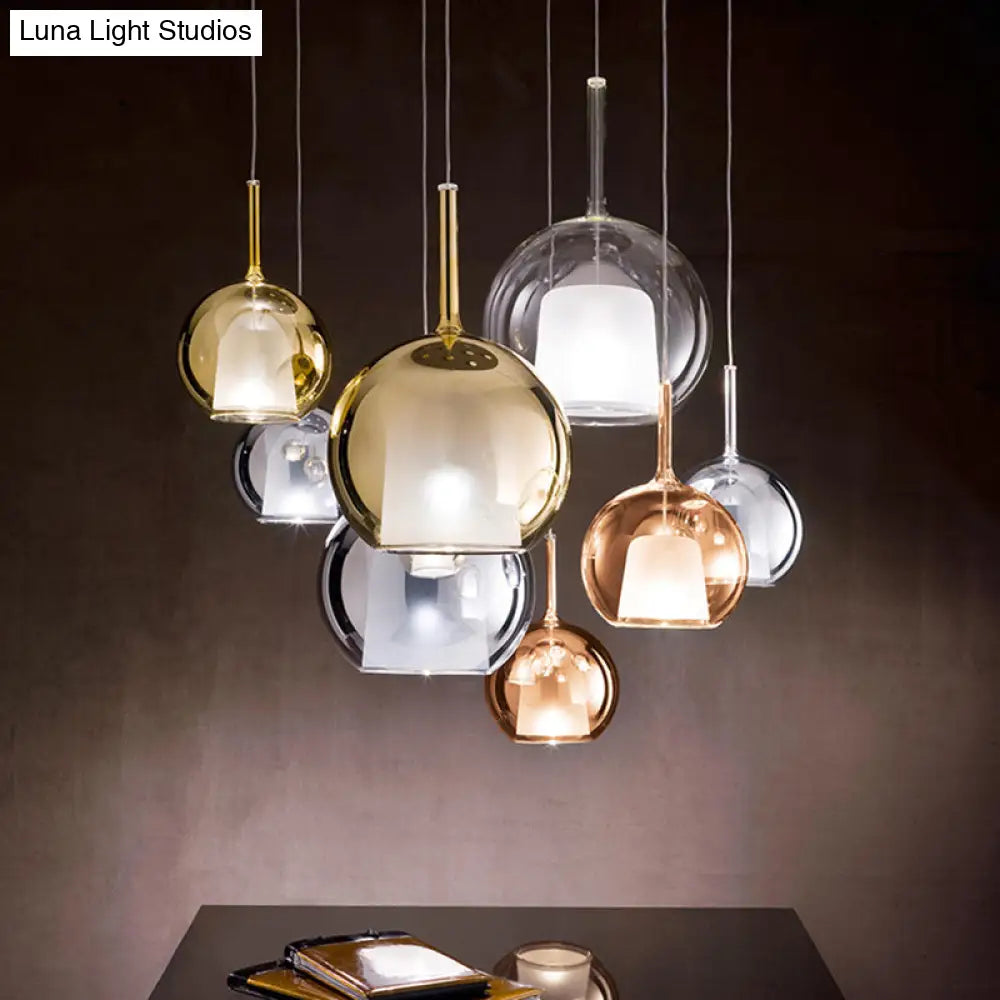 Modern Glass Pendant Lamp with Electroplated Polishing - Perfect for Dining & Bedroom