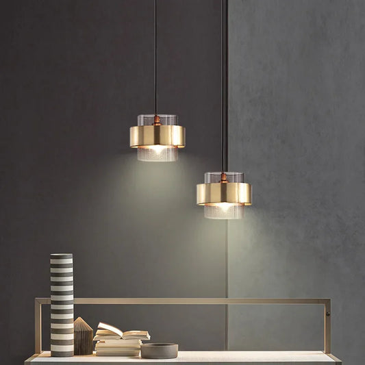 Modern Glass Pendant Light With Brass Finish