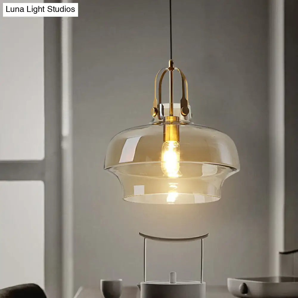 Modern Glass Pot-Shaped Pendant Light for Dining Room Ceiling