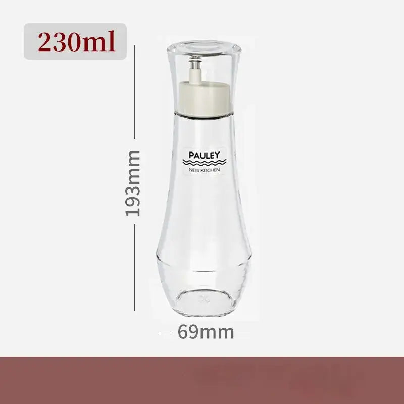 Modern glass seasoning bottle set with clear glass 230ml dispenser and white pump top by pauley new kitchen