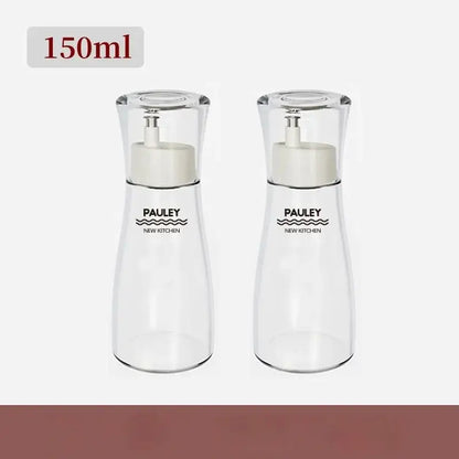 Clear glass 150ml pauley new kitchen glass seasoning bottle set with white pump tops for oil dispensing