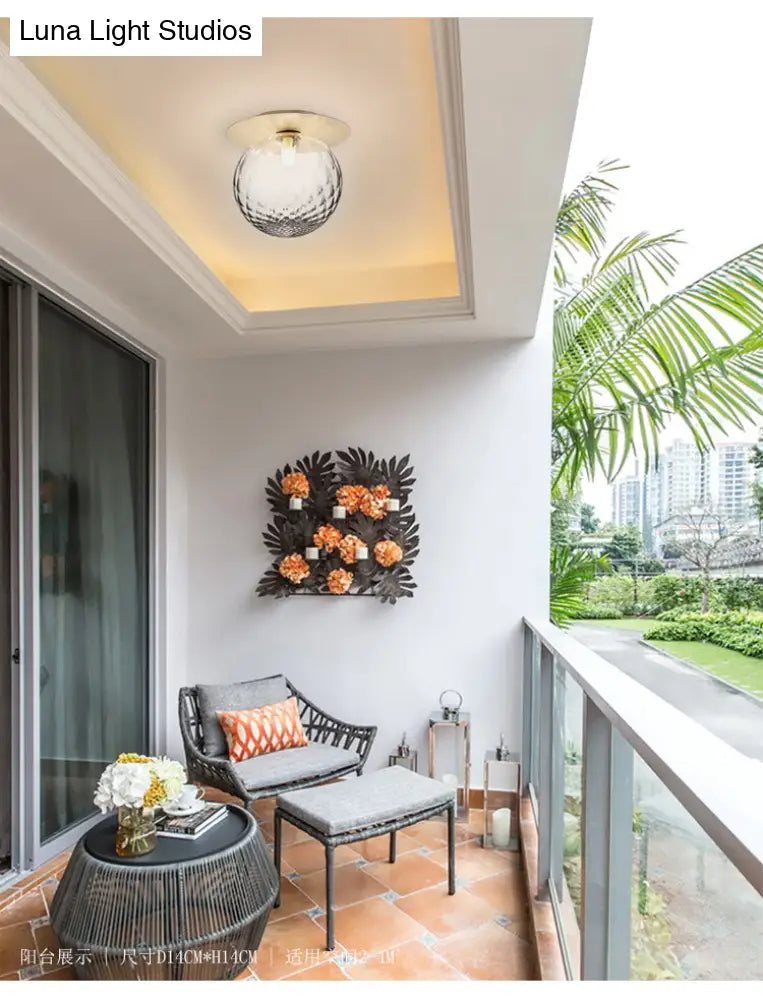 DecorBites™ DecorBites™ Modern Glass Semi-Flush Chandelier: 1-Light Ceiling Mount Fixture for Hallway