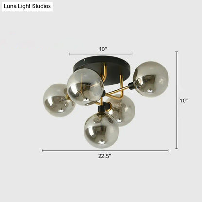 DecorBites™ DecorBites™ Modern Glass Semi Flush Mount Ceiling Light Fixture - Bubbles, Black Finish - Bedroom Lighting