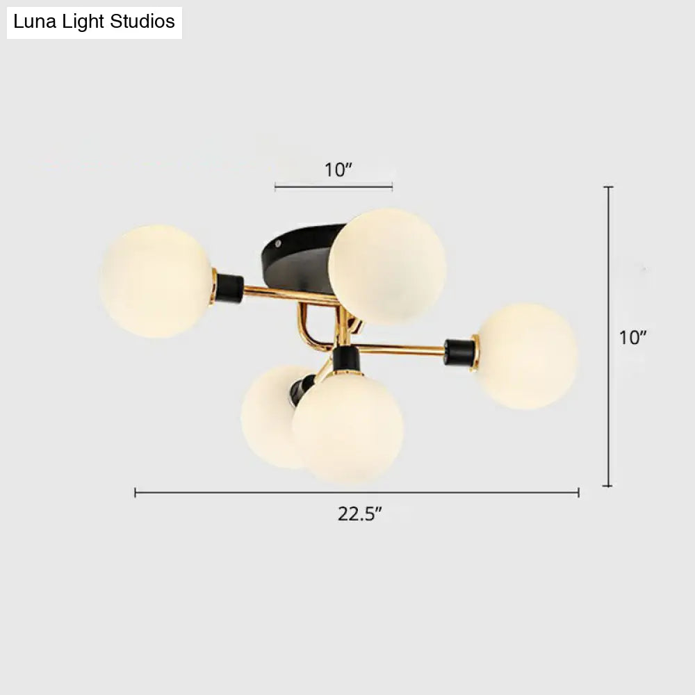 DecorBites™ DecorBites™ Modern Glass Semi Flush Mount Ceiling Light Fixture - Bubbles, Black Finish - Bedroom Lighting