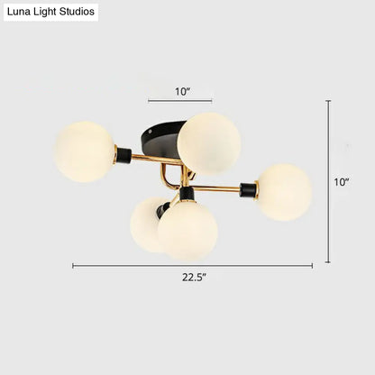 DecorBites™ DecorBites™ Modern Glass Semi Flush Mount Ceiling Light Fixture - Bubbles, Black Finish - Bedroom Lighting