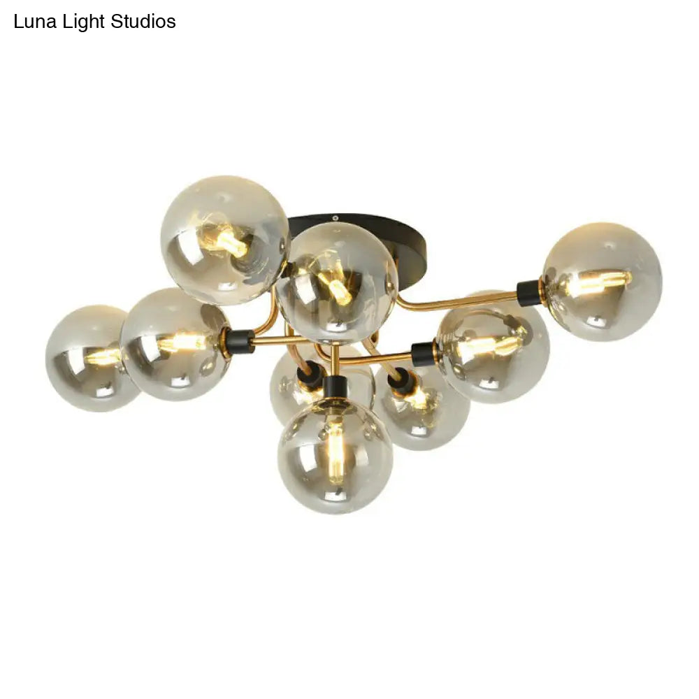 DecorBites™ DecorBites™ Modern Glass Semi Flush Mount Ceiling Light Fixture - Bubbles, Black Finish - Bedroom Lighting