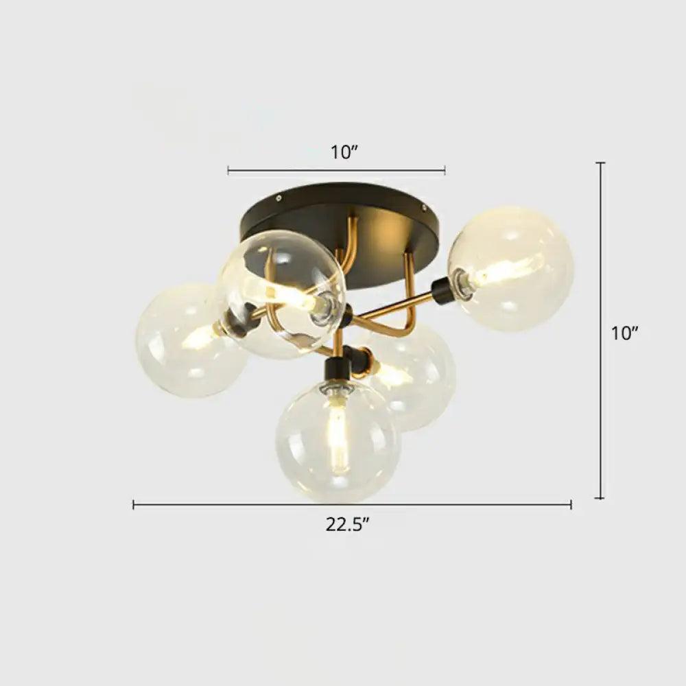 DecorBites™ DecorBites™ Modern Glass Semi Flush Mount Ceiling Light Fixture - Bubbles, Black Finish - Bedroom Lighting
