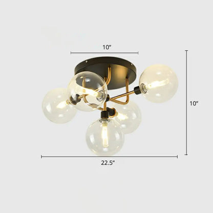 DecorBites™ DecorBites™ Modern Glass Semi Flush Mount Ceiling Light Fixture - Bubbles, Black Finish - Bedroom Lighting