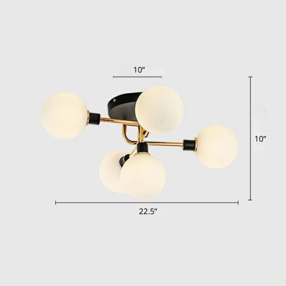 DecorBites™ DecorBites™ Modern Glass Semi Flush Mount Ceiling Light Fixture - Bubbles, Black Finish - Bedroom Lighting