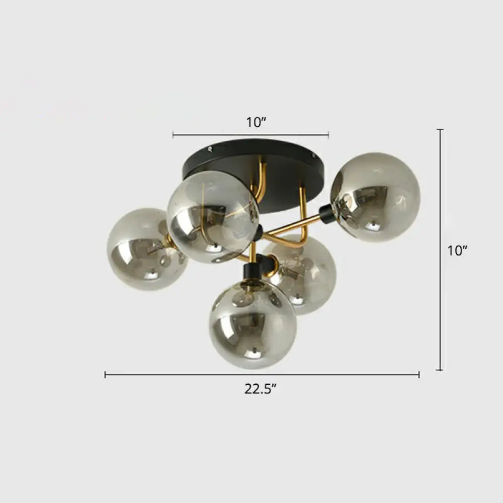 DecorBites™ DecorBites™ Modern Glass Semi Flush Mount Ceiling Light Fixture - Bubbles, Black Finish - Bedroom Lighting