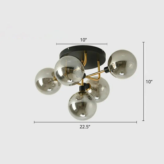 DecorBites™ DecorBites™ Modern Glass Semi Flush Mount Ceiling Light Fixture - Bubbles, Black Finish - Bedroom Lighting