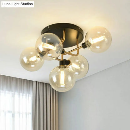 DecorBites™ DecorBites™ Modern Glass Semi Flush Mount Ceiling Light Fixture - Bubbles, Black Finish - Bedroom Lighting